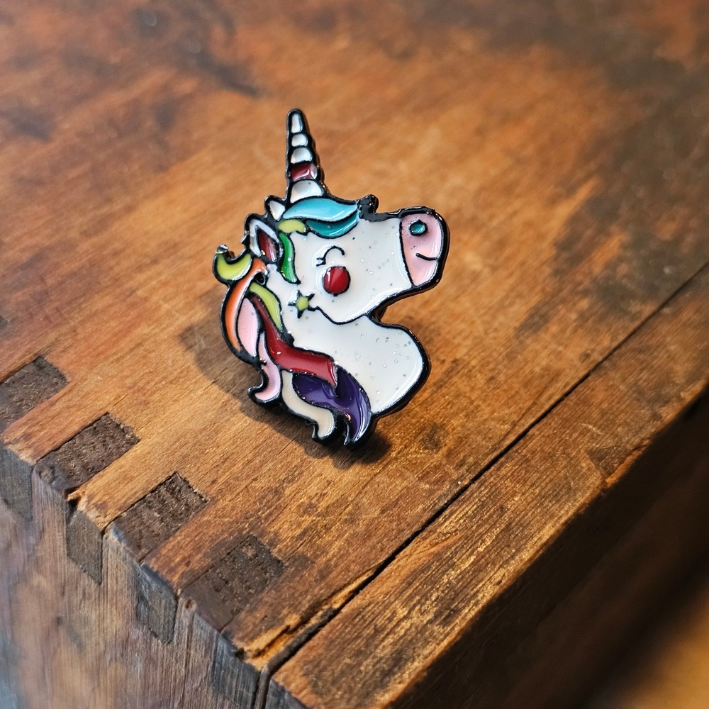Unicorn Head Lapel Pin Unisex OS Multicolor Enamel Glitter Accents